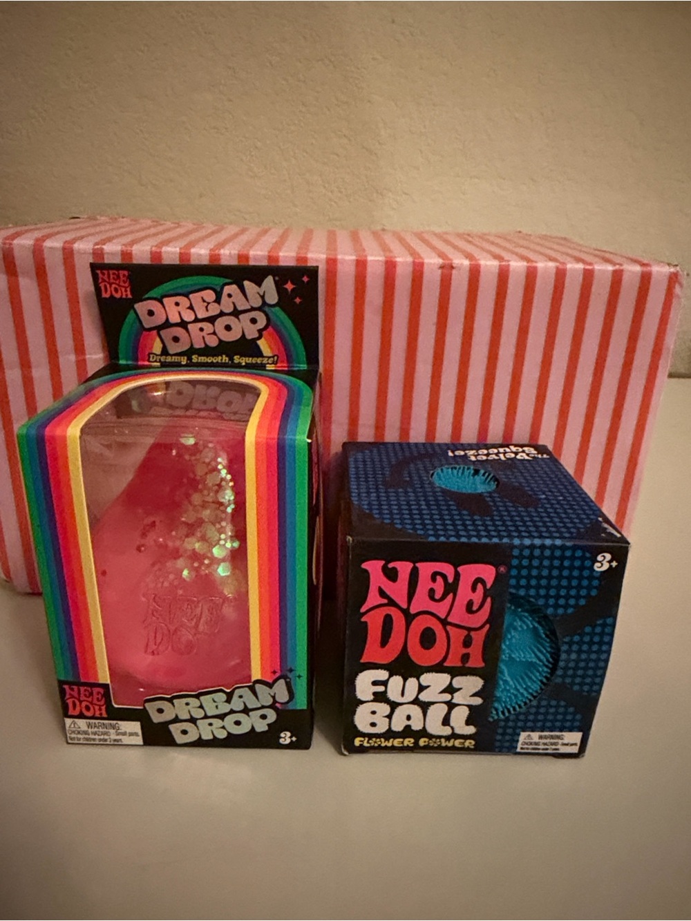 🌟🌟Nee Doh Dream Drop & Fuzz Ball “Flower Power” Set - Pink and Blue🩷💙